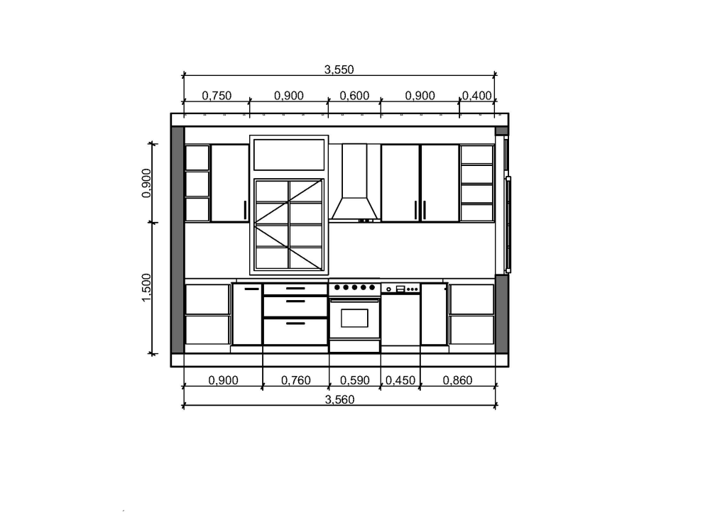 A kitchen layout floor plan and elevations | Upwork