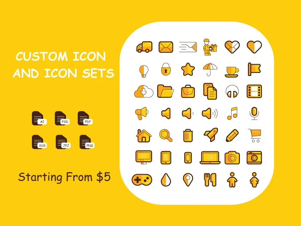 Unique line, flat or custom icon or icon sets | Upwork
