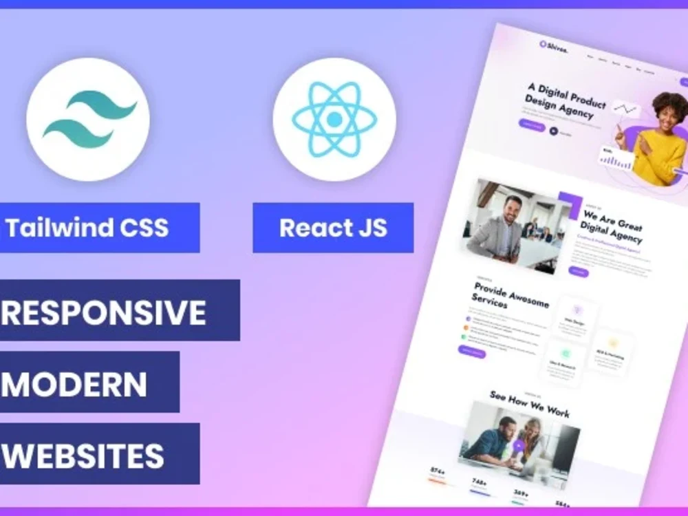 A beautiful modern website using React & Tailwind CSS | Upwork