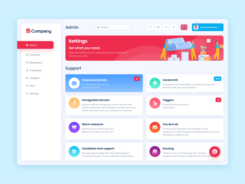 Admin panel dashboard, web app application UX/UI mockup in Figma and XD ...