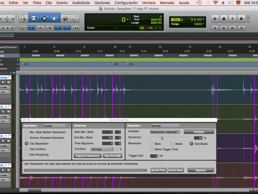 Edited and quantized drums Upwork