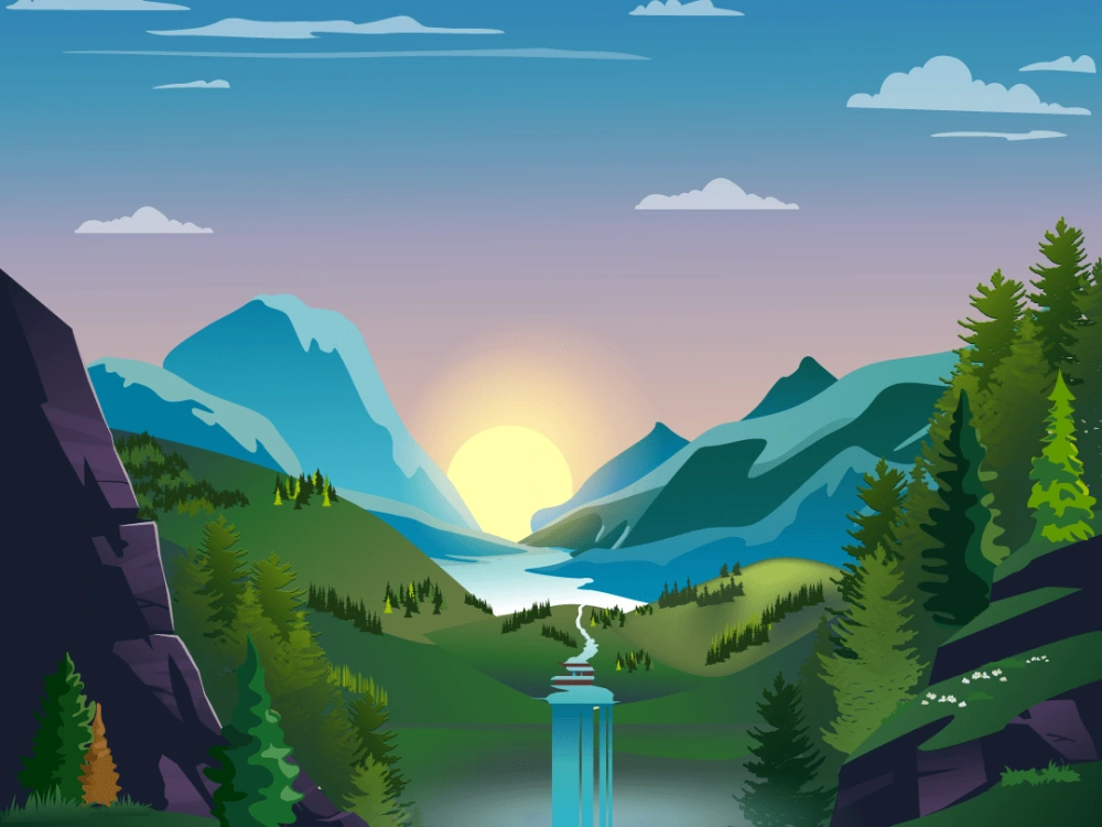 A flat vector landscape illustration | Upwork