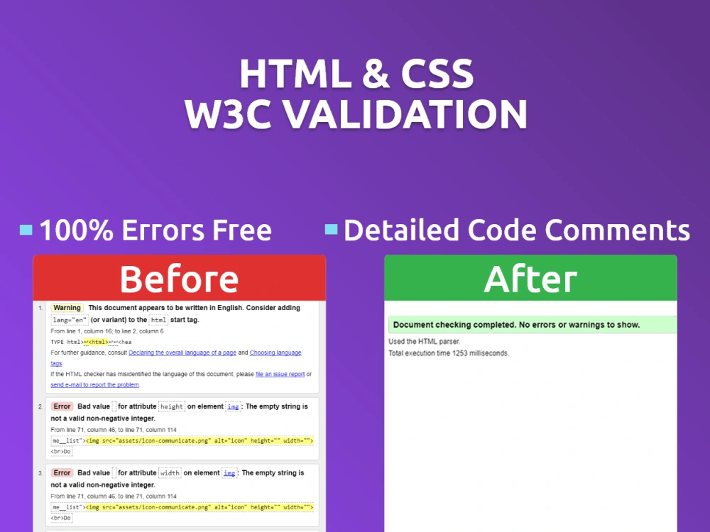 Your website 100% W3C valid HTML and CSS | Upwork