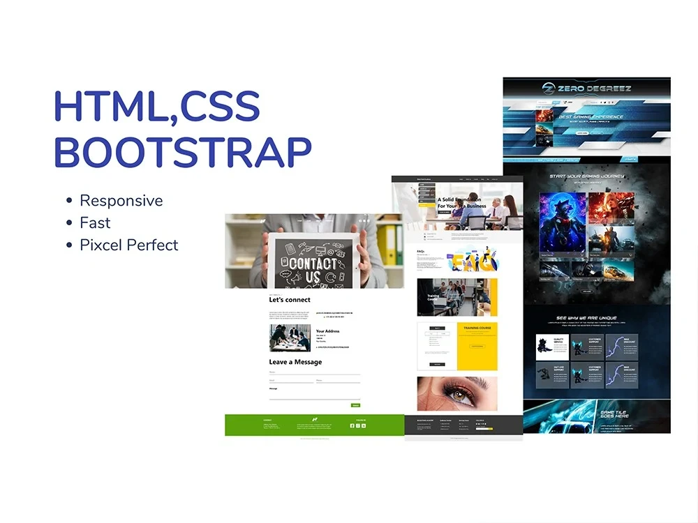 Boostrap Page De Garde A Responsive HTML, CSS Bootstrap Pages | Upwork