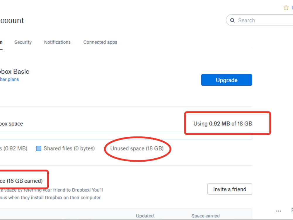 Dropbox extra space for lifetime Upwork