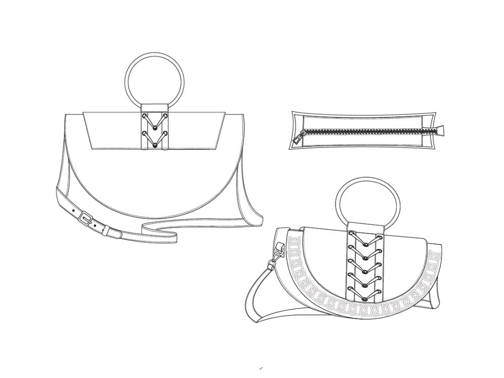 Professional bag, shoes, accessories or any products technical drawing ...