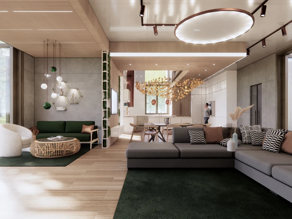 Interior Render of your Contemporary Eco Living/Dining Room | Upwork