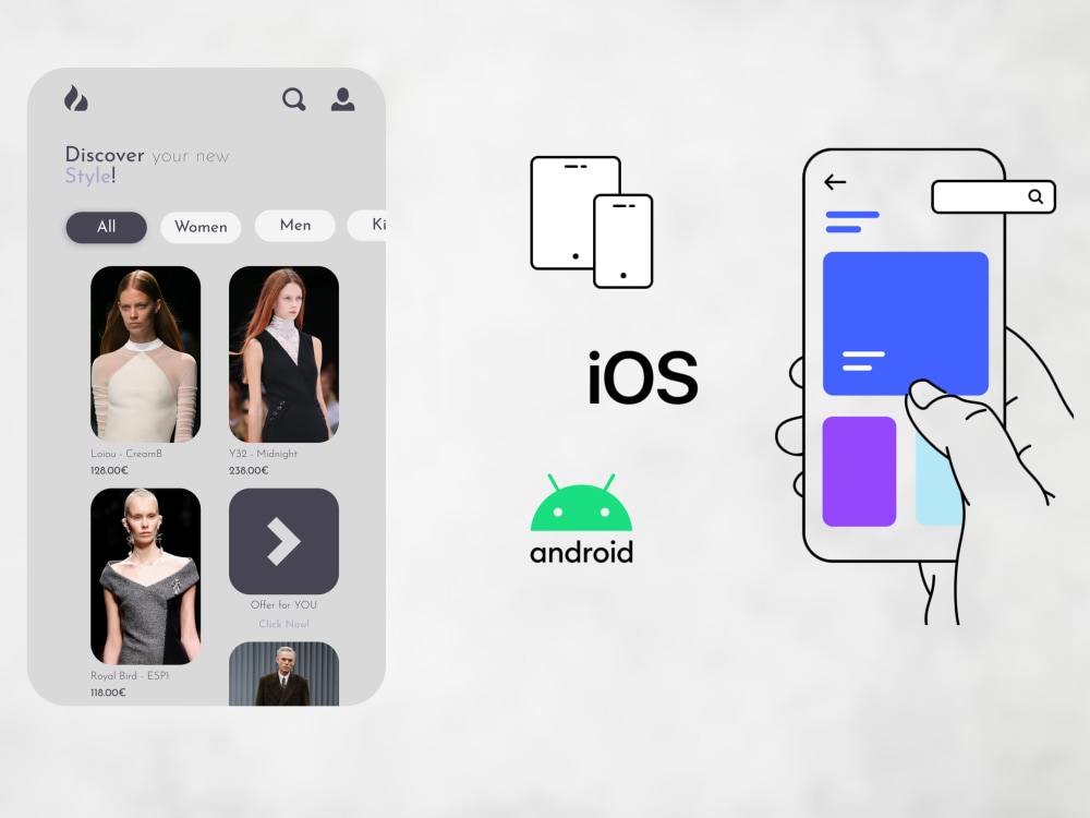E-commerce Mobile application ( For IOS & Android ) / With Online ...