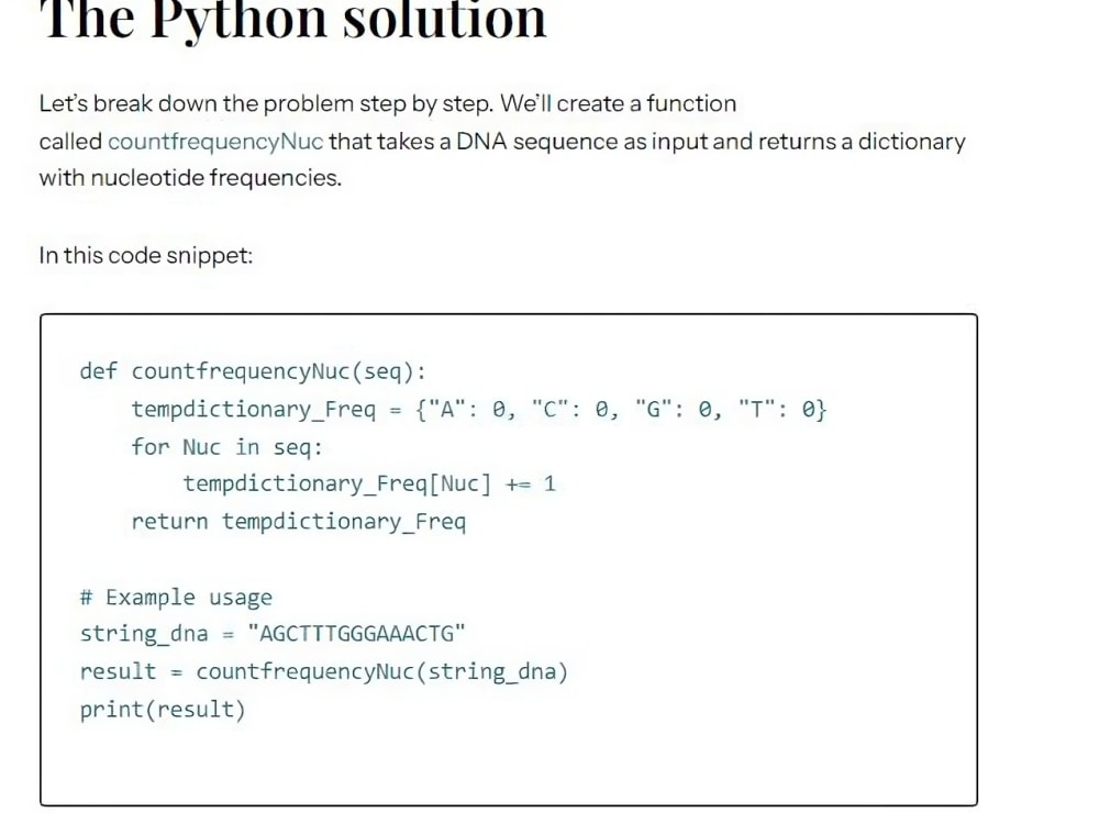 Efficient Python solutions for nucleotide counting and sequence