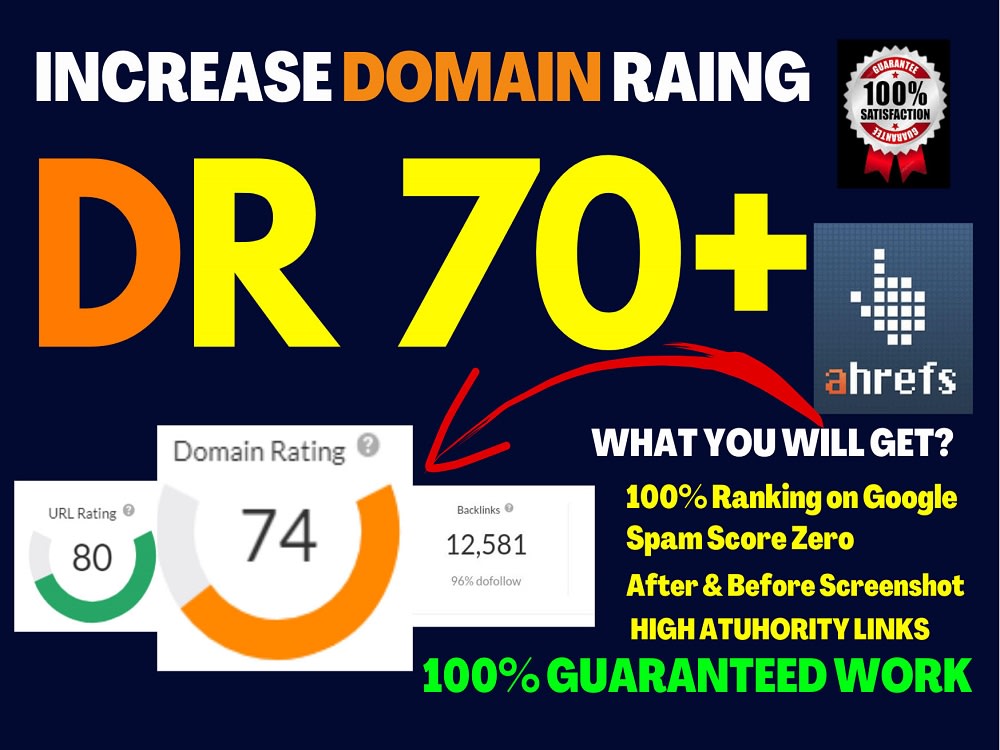 Increase Ahrefs domain rating, increase DR to 70 plus Upwork