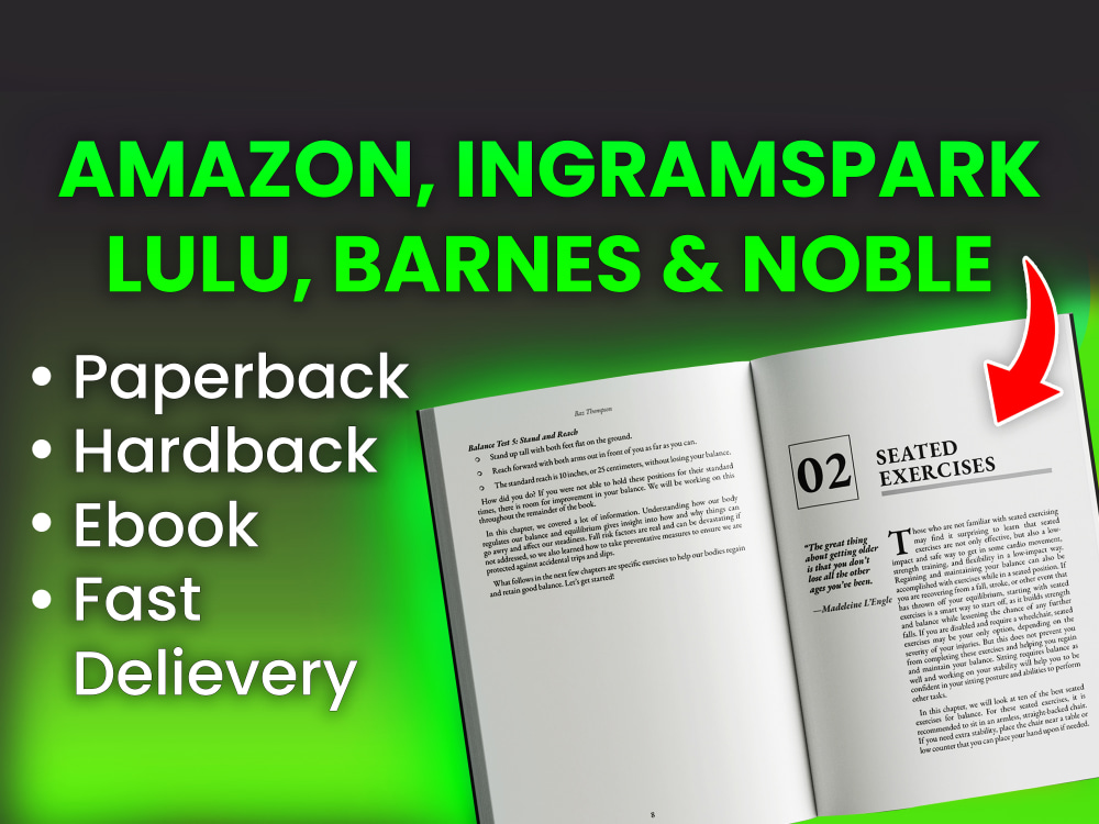 Format book for amazon, ingramspark, lulu, barnes and noble Upwork
