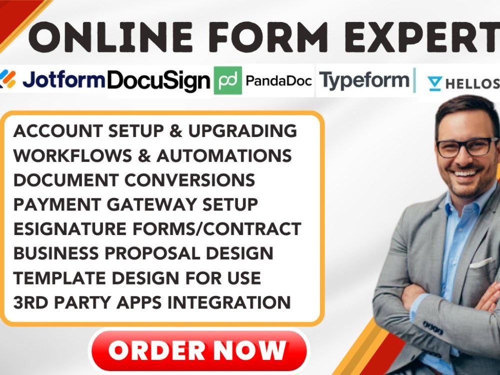 Jotform pandadoc surveymonkey docusign formstack qwilr hellosign Upwork