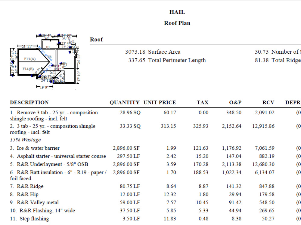 Your roofing estimate in Xactimate Upwork