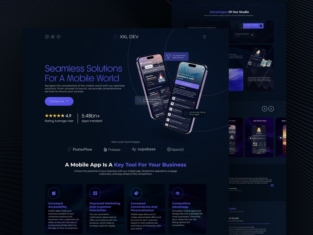 Professional dark UI/UX website design in Figma – Dark landing page ...