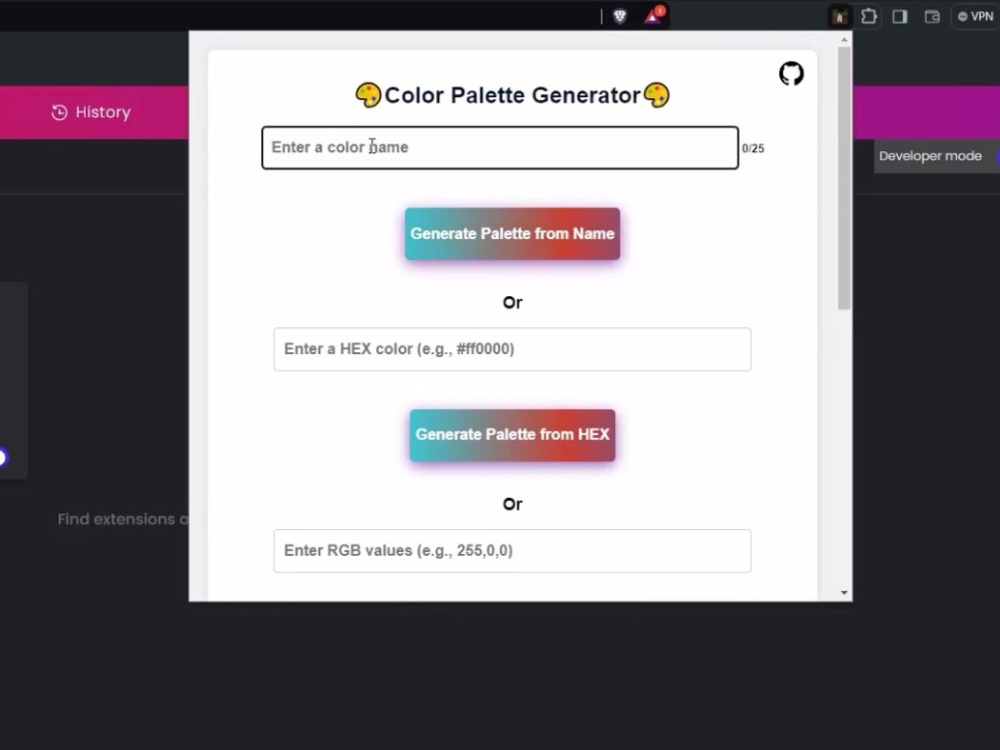 A browser extension that generates color palette. | Upwork