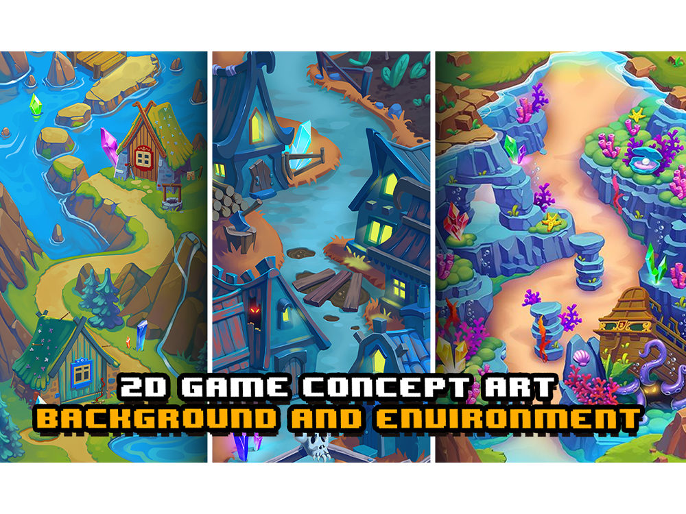 2D game art design for maps, environments, tilesets, and backgrounds ...