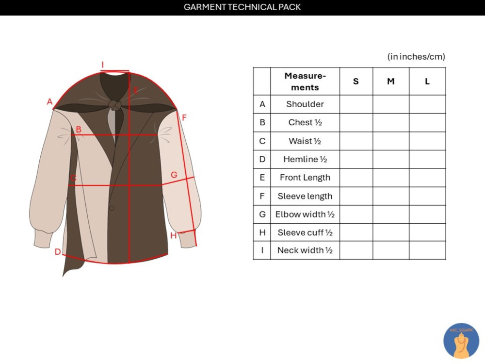 Fashion Tech Pack with garment illustrations & other product details ...