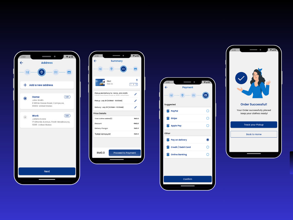 Laundry Dobi Services Mobile App UI Flutter Upwork