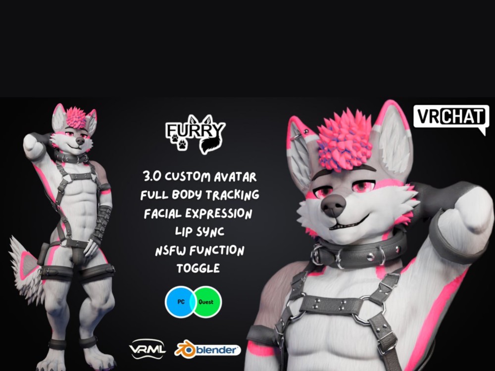 3d Model Furry Avatars Vrchat Avatar Vr A Custom Vrchat Avatar, 3d