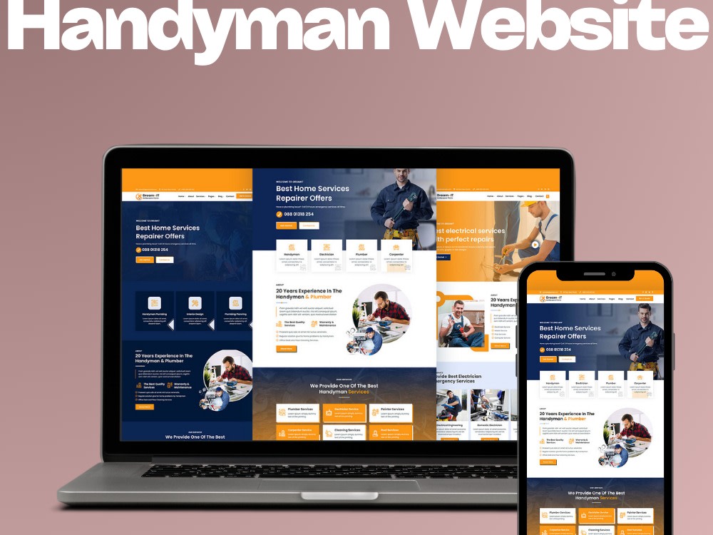 Handyman, junk removal, construction, plumbing, hvac, roofing website