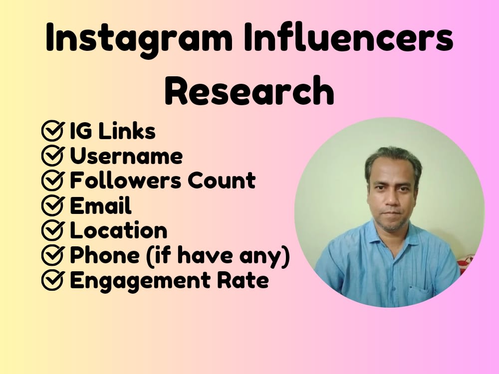 Instagram Influencers List for Influencers Marketing for any Niche Upwork
