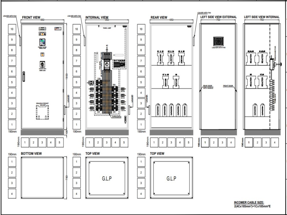 LV switchgear panel design with all the views, SLD and control scheme ...