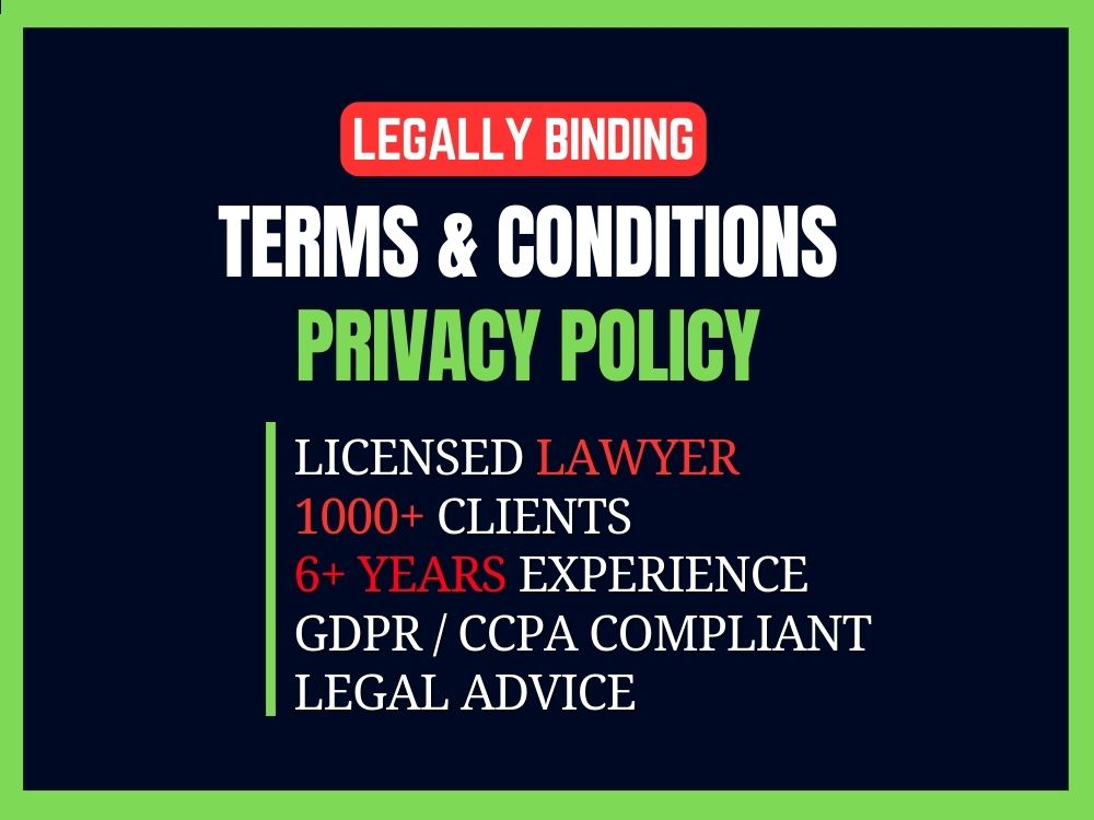 Legally compliant terms &amp; conditions and privacy policy for 