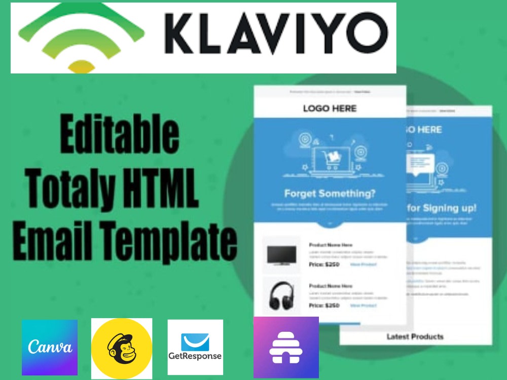 Ecxel klaviyo integration editable email template newsletter design