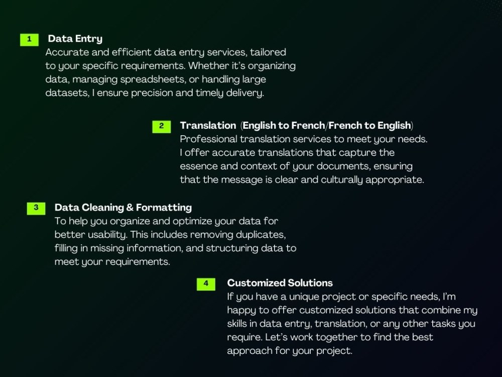Reliable Data Entry and English-French Translation Services | Upwork