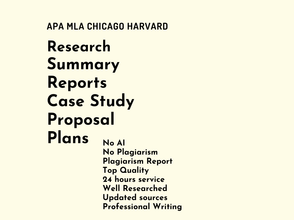 Research, summary, proposal, plan and report writing Upwork