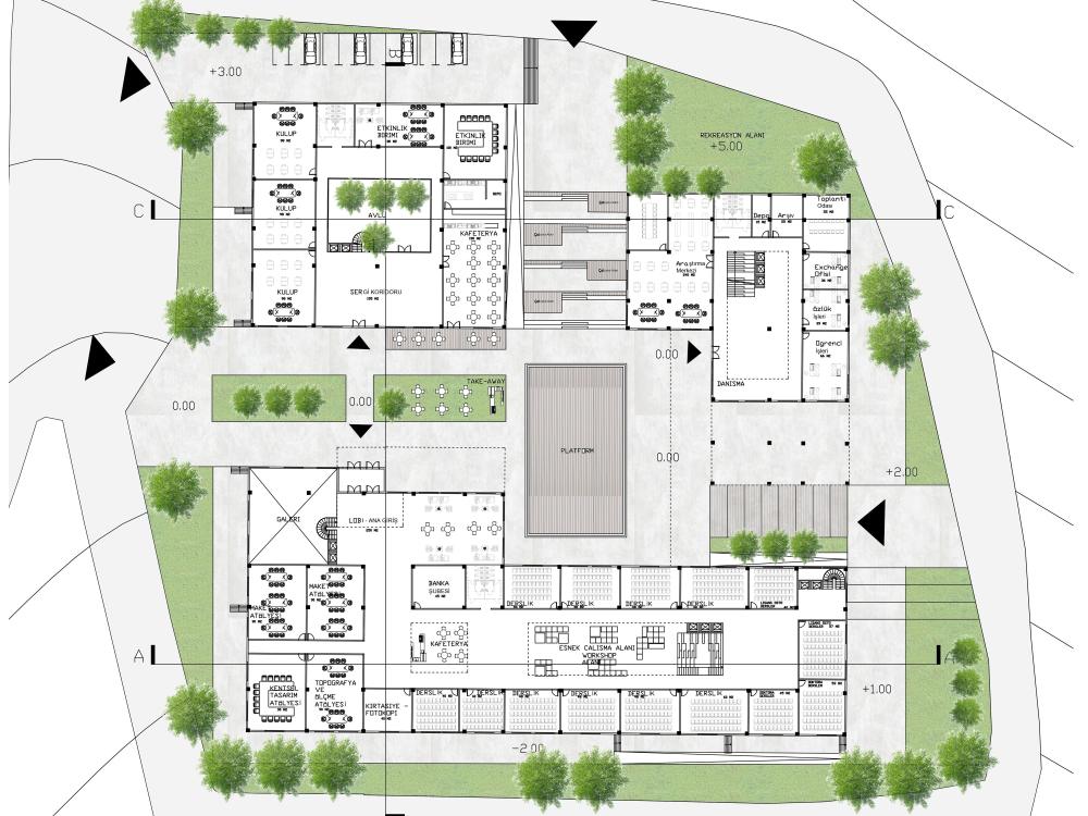 Architectural design, floor plan, section, elevation and system ...