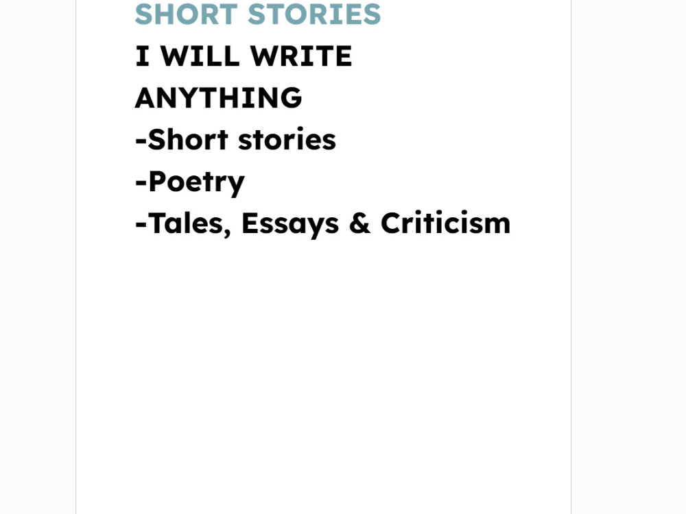 A short story about anything! Upwork