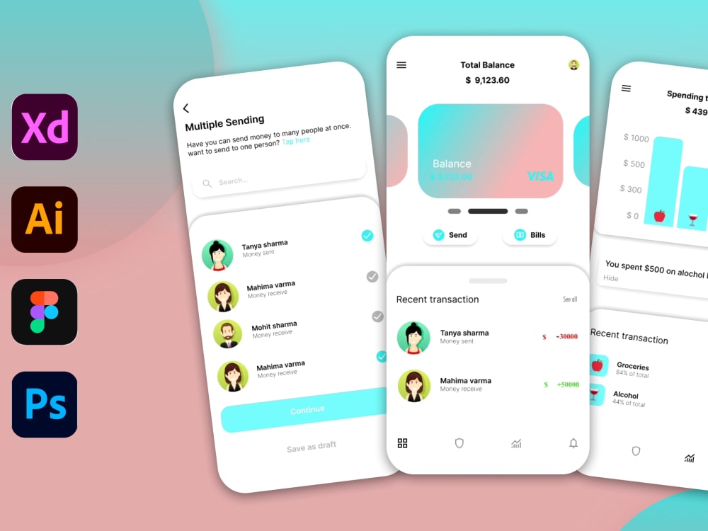 A mobile UI UX graphics design using Figma or Adobe XD | Upwork