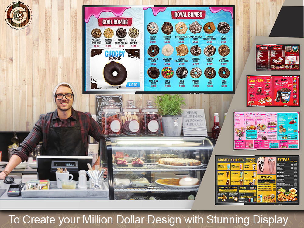 Digital menu board or static design or flyer with animation for TV ...