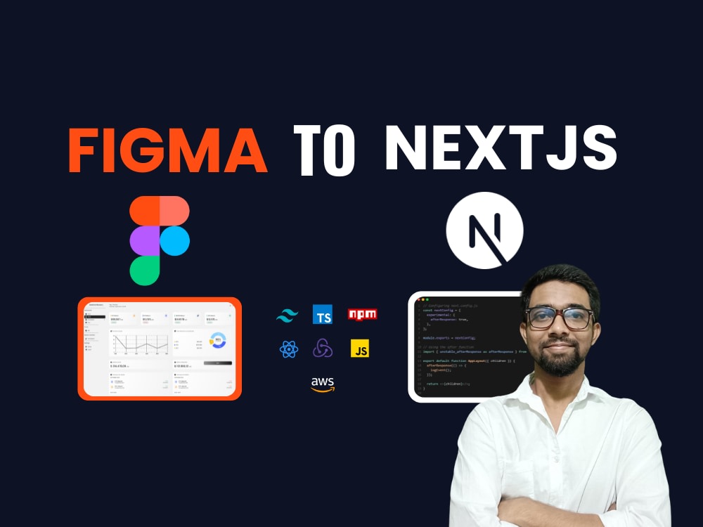 Your Figma design converted into Next.js/React dashboards or landing ...