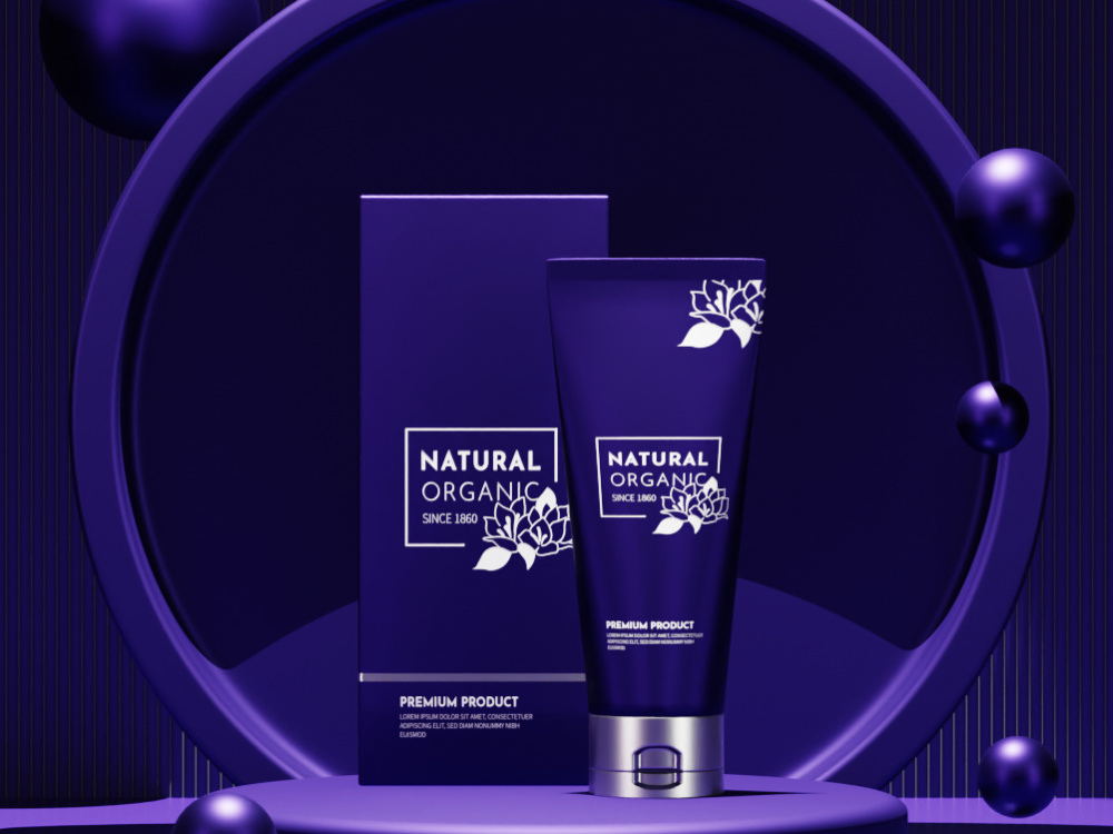 A Photorealistic 3D rendering of brand products with lighting and ...