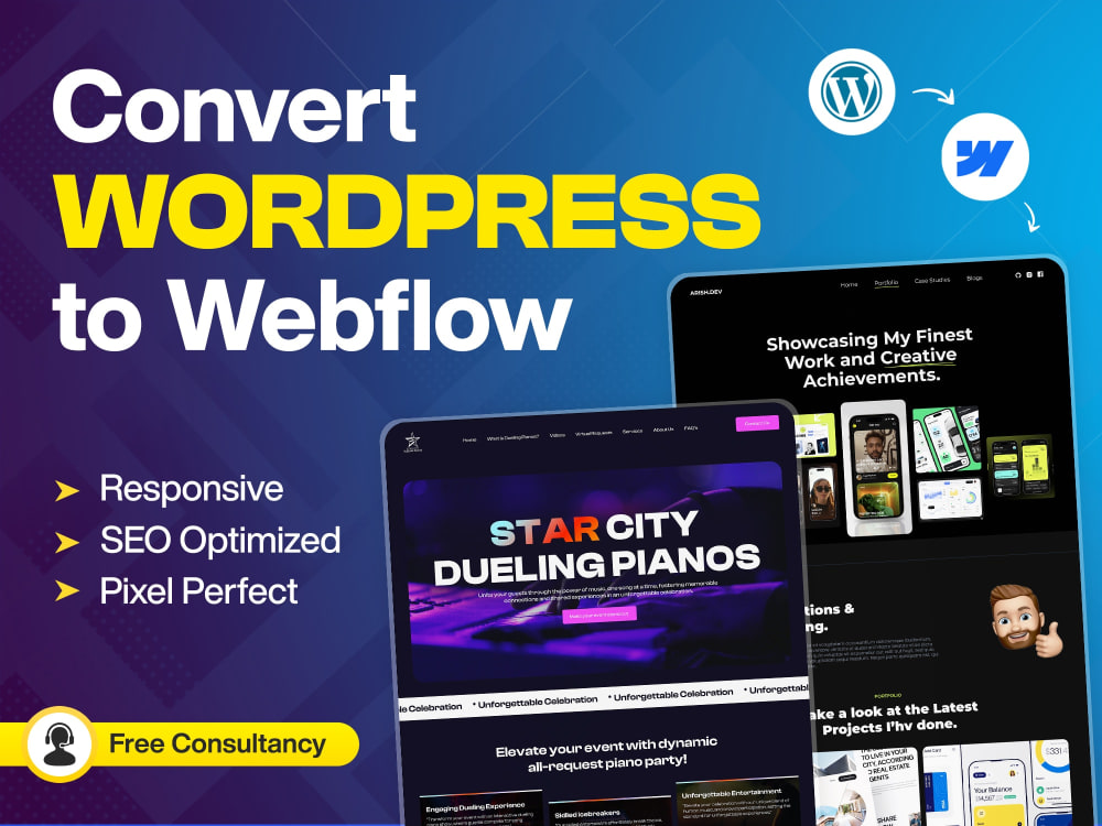 A functional website WordPress to webflow | Upwork