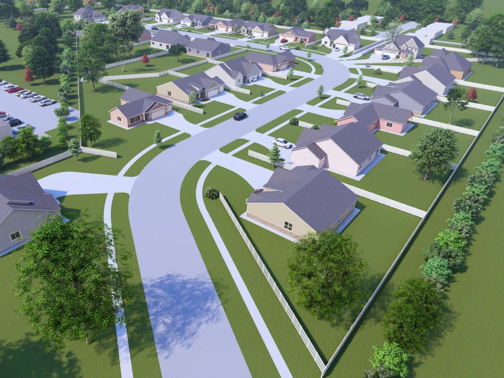 3D render and landscape of residential estate | Upwork
