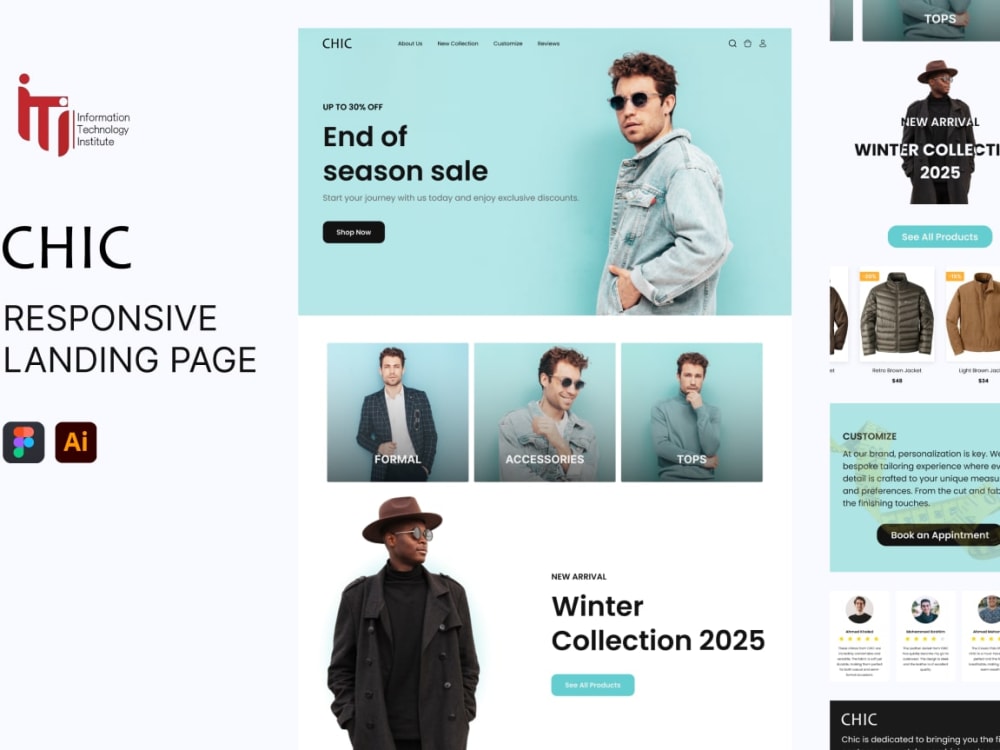 A ui/ux design for a landing page that can be used on different screens ...