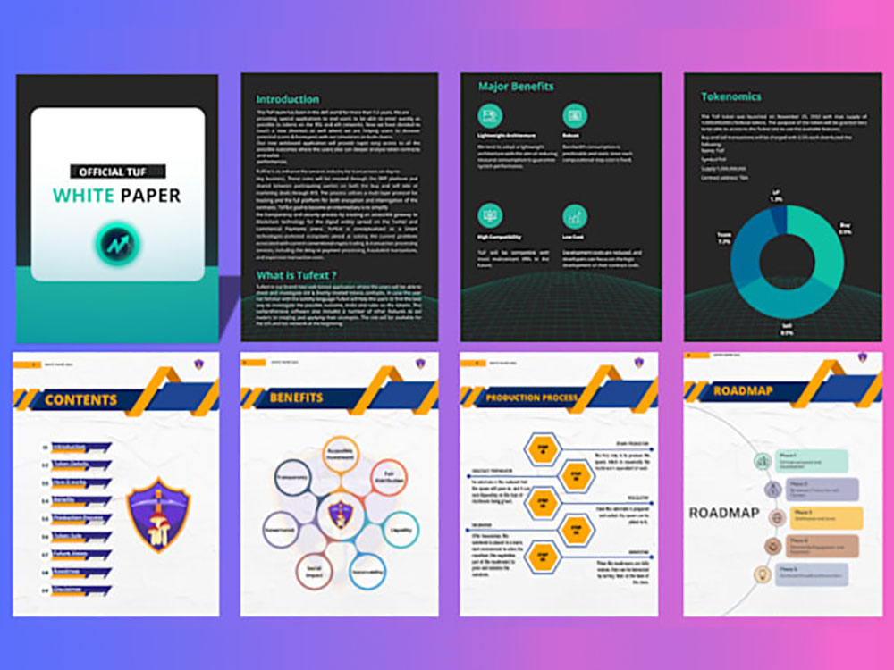 A professionally designed white paper of cryptocurrency coin or token ...