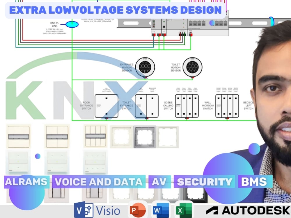 All elv systems riser wiring as-build sld incl ict, fire, cctv, av, bms ...