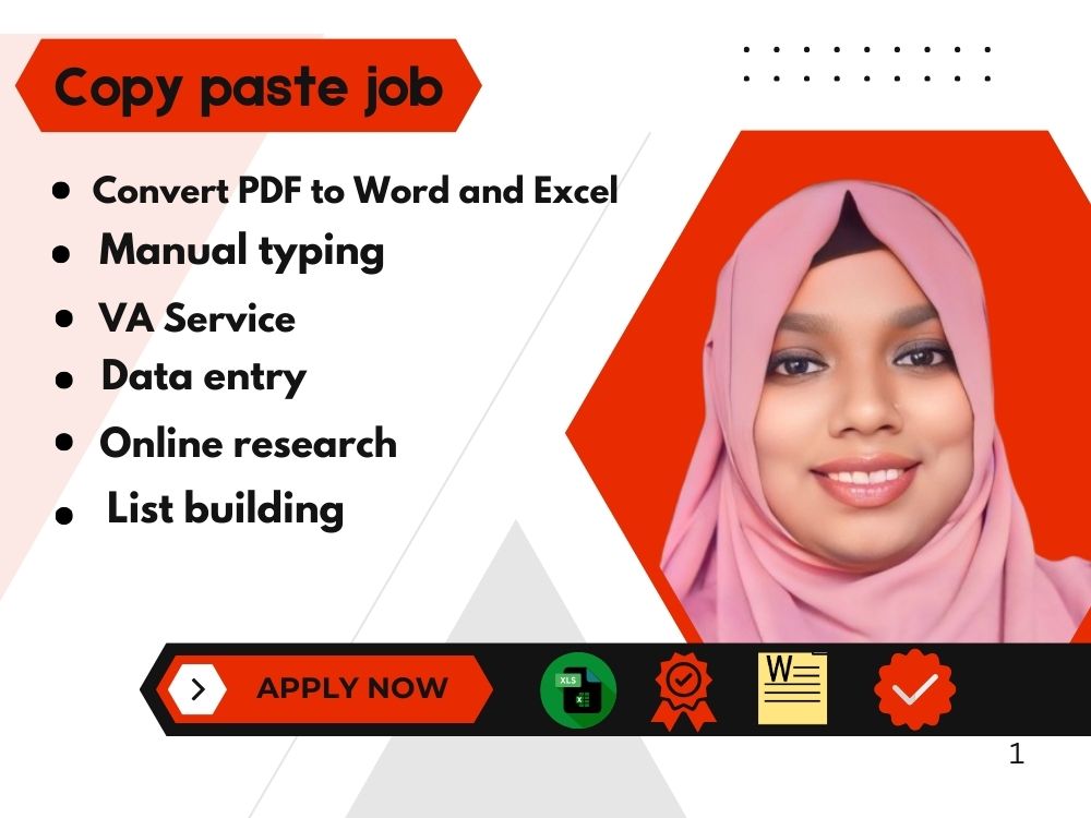 Copy paste job manual typing VA Service PDF file to Word and Excel | Upwork