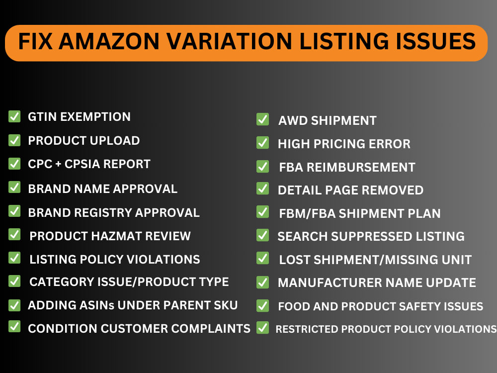 Your amazon product listing variation issues resolved | Upwork