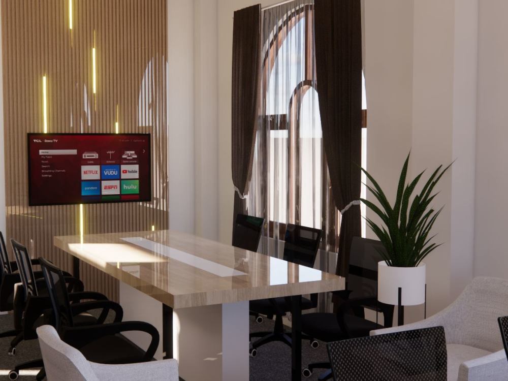 A realistic and detailing rendered interior design with furniture ...