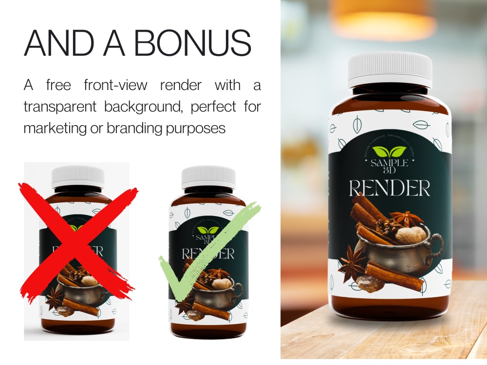 A realistic 3D render of your product with your label design applied ...