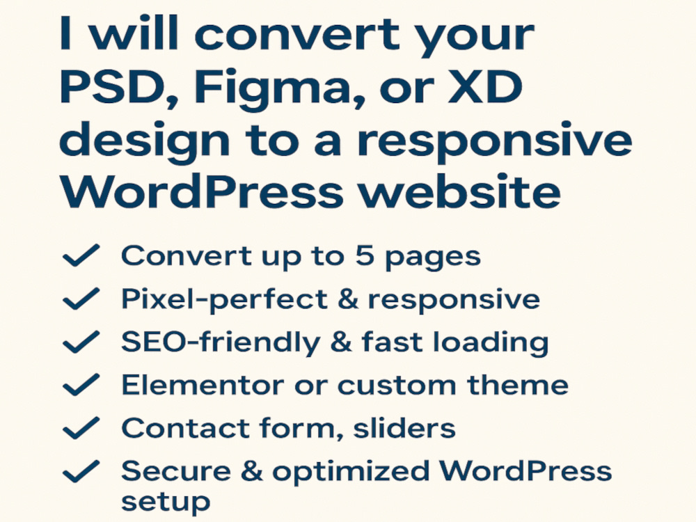 PSD, Figma, or XD to WordPress Conversion | Upwork