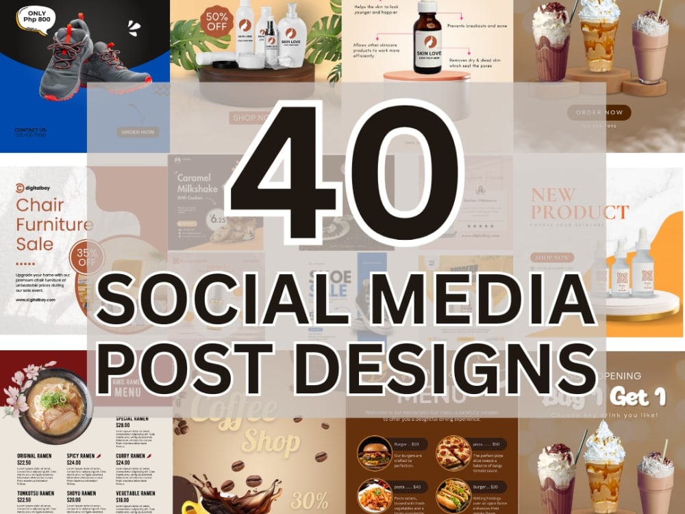 40 unique social media posts designs (Facebook posts, Instagram posts ...