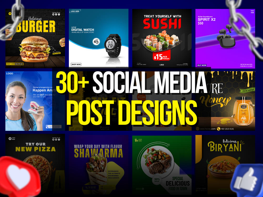 30 Plus Custom Social Media Post Designs for Facebook, Instagram ...