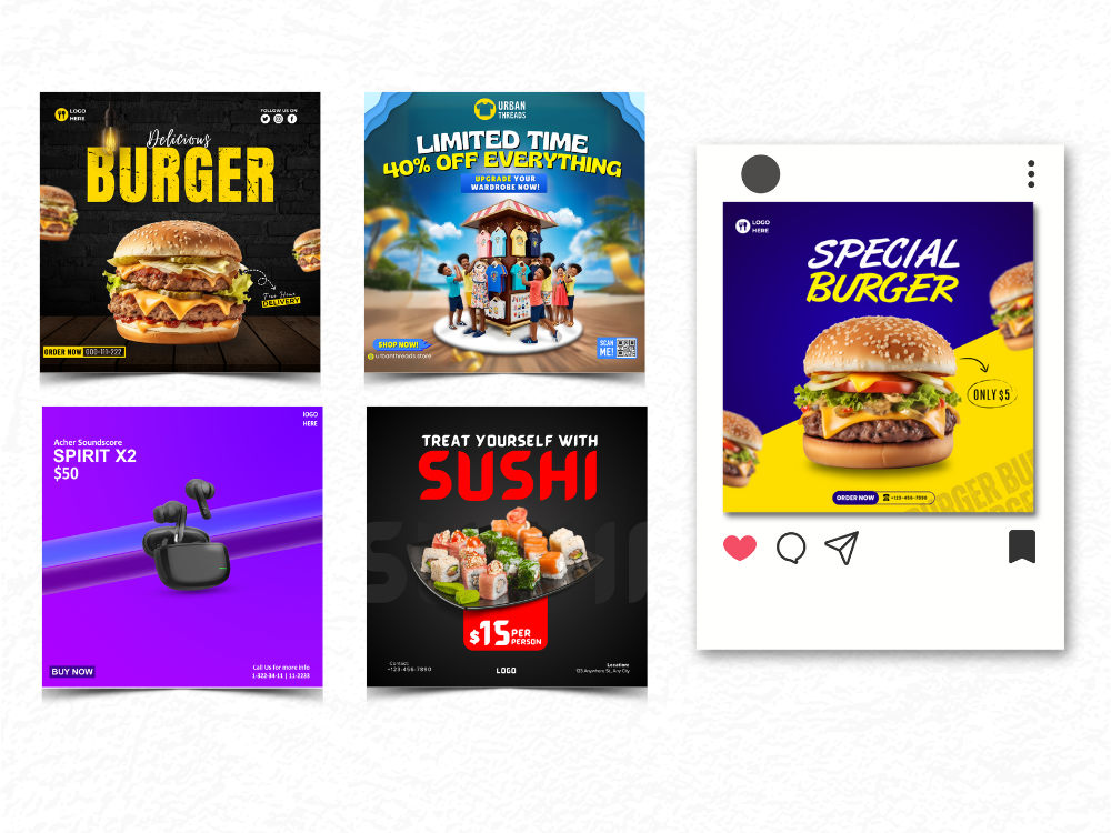 30 Plus Custom Social Media Post Designs for Facebook, Instagram ...