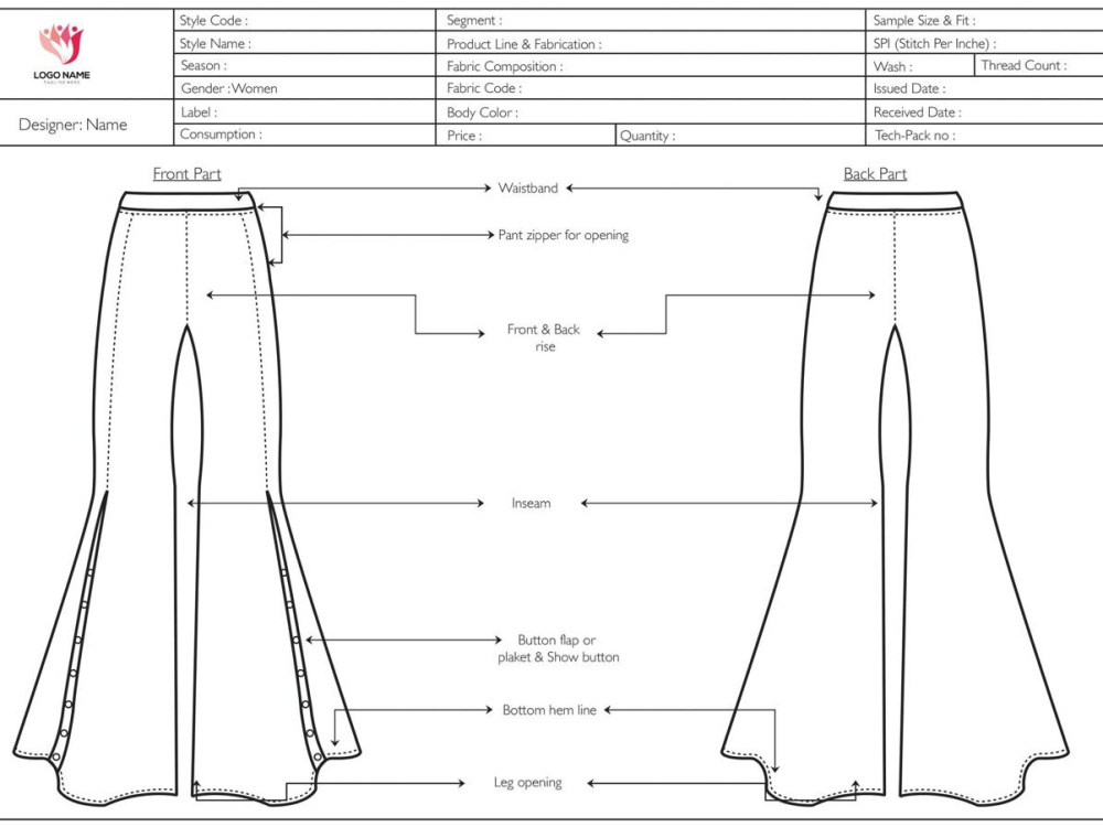 Drawing and design flat illustration (tech pack) of any Garments ...